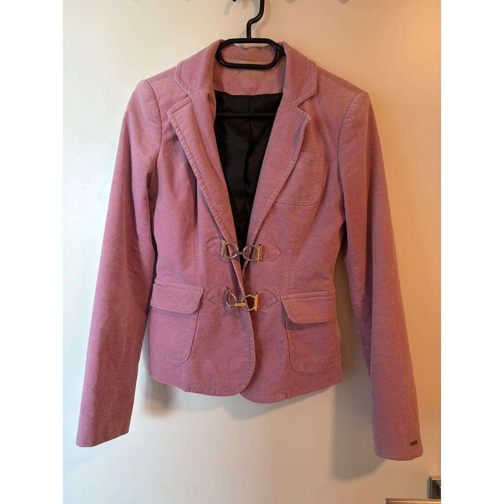 Tommy Hilfiger Vintage Y2K Corduroy Blazer Pink Toggle Clasp Jacket Size 4